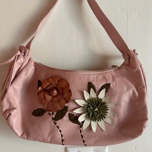 Pink Floral Embellished Shoulder Bag